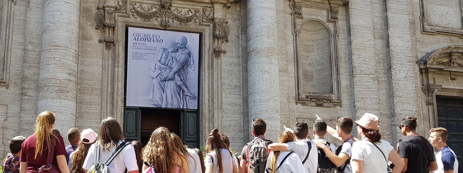 Group of young people visiting the church of Saint Ignatius in Rome on the occasion of the Aloysian Jubilee (2018-2019)