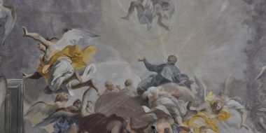 Fresco of the vault of the church of Saint Ignatius in Rome by Andrea Pozzo, representing Saint Ignatius surrounded by angels