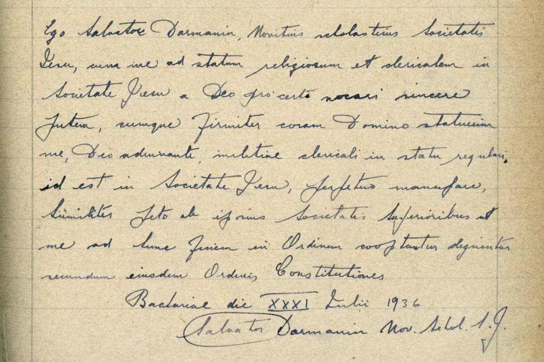La domanda da novizio di Salvino Darmanin SJ - Archivio Storico - Gesuiti, Provincia Euro-Mediterranea