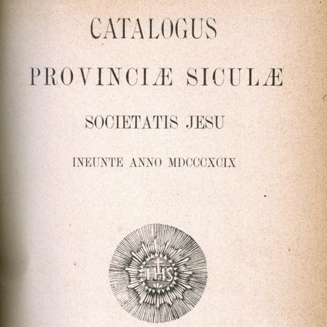 Copertina del catalogo della Provincia Sicula per l'anno 1899 - Archivio Storico - Gesuiti, Provincia Euro-Mediterranea